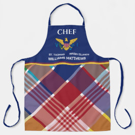 米国ヴァージン諸島国旗セントクロワマドラスカスタム エプロン