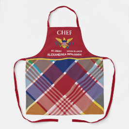 米国ヴァージン諸島国旗セントクロワマドラスカスタム エプロン