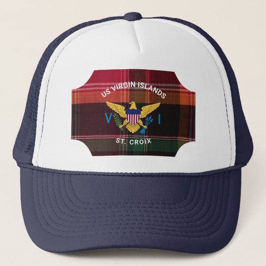 米国ヴァージン諸島国旗セントクロワマドラスカスタム キャップ (正面)