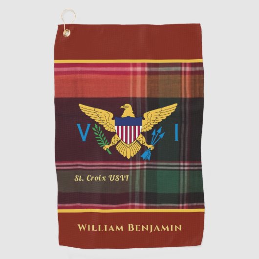 米国ヴァージン諸島国旗セントクロワマドラスカスタム ゴルフタオル (正面)
