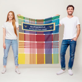 米国ヴァージン諸島国旗セントクロワマドラスカスタム フリースブランケット