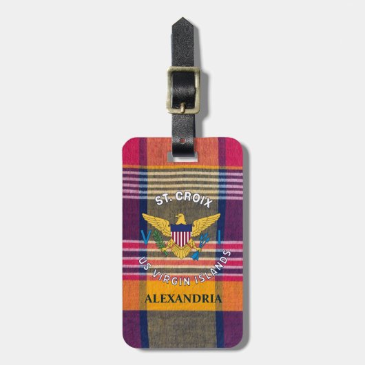 米国ヴァージン諸島国旗セントクロワマドラスカスタム ラゲッジタグ (正面縦)
