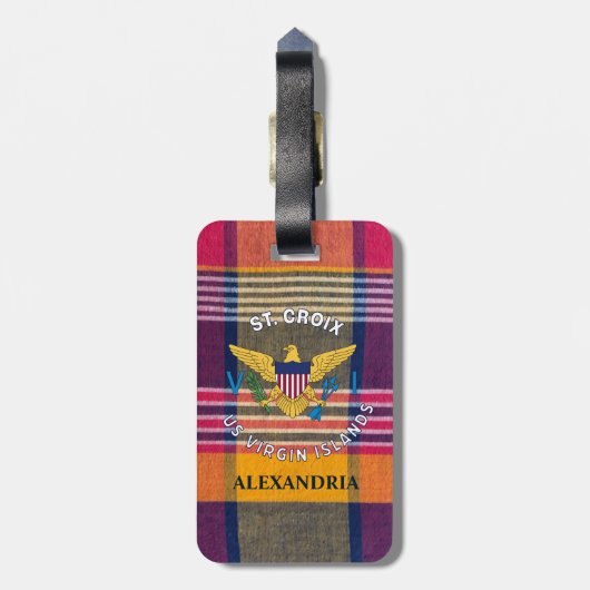米国ヴァージン諸島国旗セントクロワマドラスカスタム ラゲッジタグ (裏面縦)
