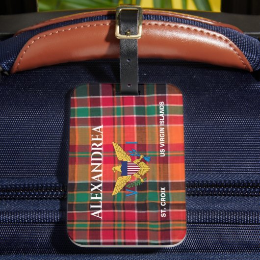 米国ヴァージン諸島国旗セントクロワマドラスカスタム ラゲッジタグ (正面インサイチュ2)