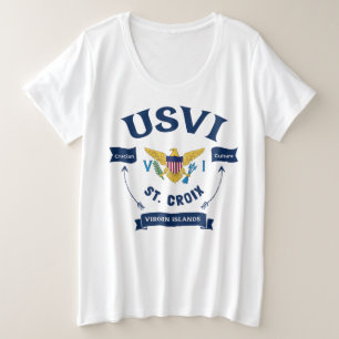 米国ヴァージン諸島国旗セントクロワUSVIトロピカル プラスサイズTシャツ