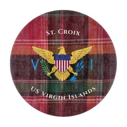 米国ヴァージン諸島国旗セントクロワUSVIマドラス カッティングボード (正面)
