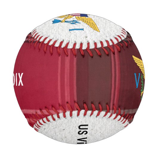 米国ヴァージン諸島国旗セントクロワUSVIマドラス 野球ボール (正面)