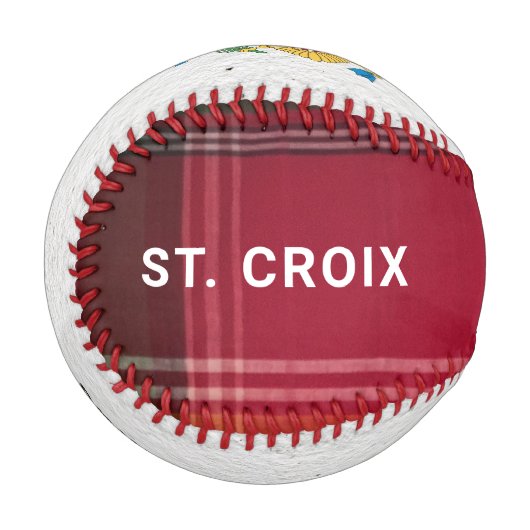 米国ヴァージン諸島国旗セントクロワUSVIマドラス 野球ボール (正面左)