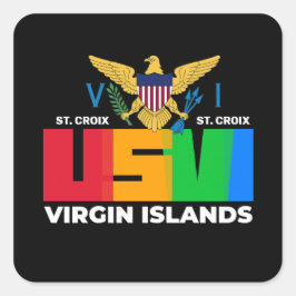 米国ヴァージン諸島国旗セントクロワUSVI カリブの スクエアシール