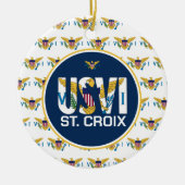 米国ヴァージン諸島国旗セントクロワUSVI カリブの セラミックオーナメント (正面)