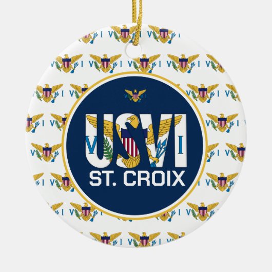 米国ヴァージン諸島国旗セントクロワUSVI カリブの セラミックオーナメント (正面)