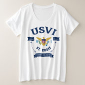 米国ヴァージン諸島国旗セントクロワUSVI プラスサイズTシャツ (デザイン正面)