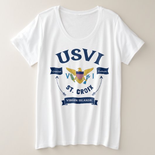 米国ヴァージン諸島国旗セントクロワUSVI プラスサイズTシャツ (デザイン正面)