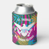 米国ヴァージン諸島国旗セントトマスカラフルパームズ 缶クーラー (缶正面)
