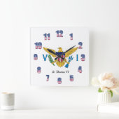 米国ヴァージン諸島国旗セントトマス6愛国的米国 スクエア壁時計 (ホーム)