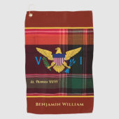 米国ヴァージン諸島国旗セントトーマス・マドラスカスタム ゴルフタオル (正面)