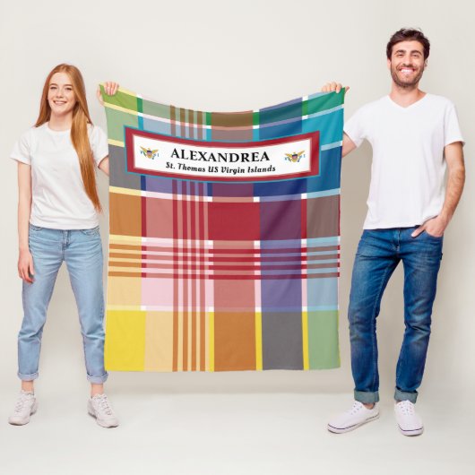 米国ヴァージン諸島国旗セントトーマス・マドラスカスタム フリースブランケット (インサイチュ)