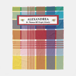 米国ヴァージン諸島国旗セントトーマス・マドラスカスタム フリースブランケット