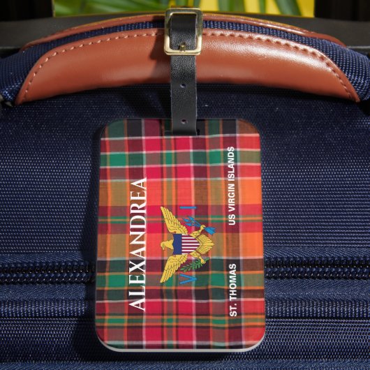 米国ヴァージン諸島国旗セントトーマス・マドラスカスタム ラゲッジタグ (正面インサイチュ2)
