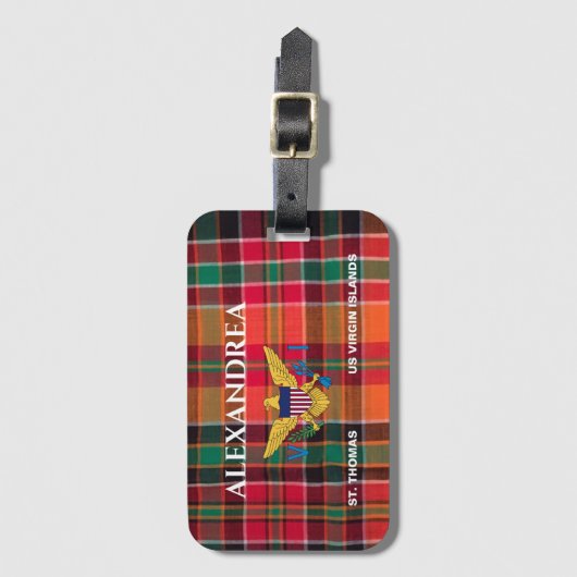 米国ヴァージン諸島国旗セントトーマス・マドラスカスタム ラゲッジタグ (正面縦)