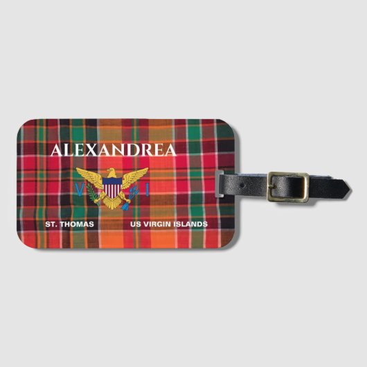 米国ヴァージン諸島国旗セントトーマス・マドラスカスタム ラゲッジタグ (正面横)
