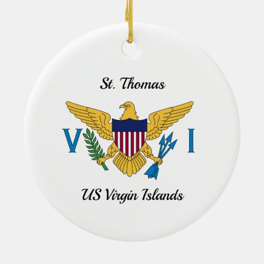 米国ヴァージン諸島国旗セントトーマスUSVIクリスマス セラミックオーナメント (裏面)