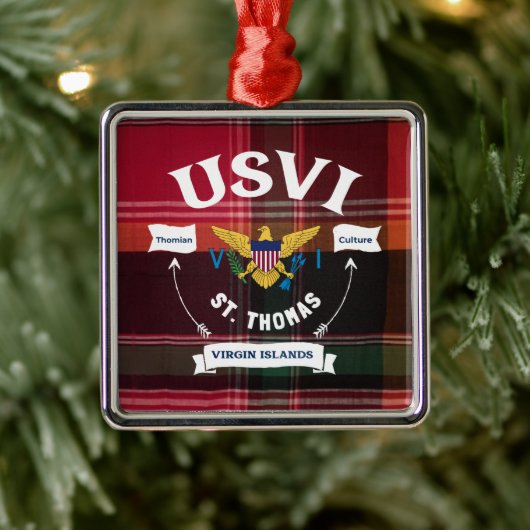 米国ヴァージン諸島国旗セントトーマスUSVIクリスマス メタルオーナメント (ツリー)