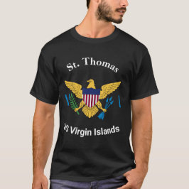 米国ヴァージン諸島国旗セントトーマスUSVIブラック Tシャツ