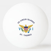 米国ヴァージン諸島国旗セントトーマスUSVI カリブの 卓球ボール (正面)