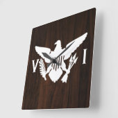 米国ヴァージン諸島国旗ホワイト&ダークウッド スクエア壁時計 (傾斜)