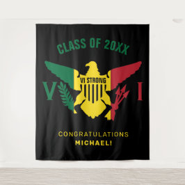 米国ヴァージン諸島国旗、クラス、緑の黄色い赤 タペストリー