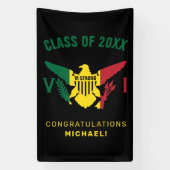 米国ヴァージン諸島国旗、クラス、緑の黄色い赤 横断幕 (縦)