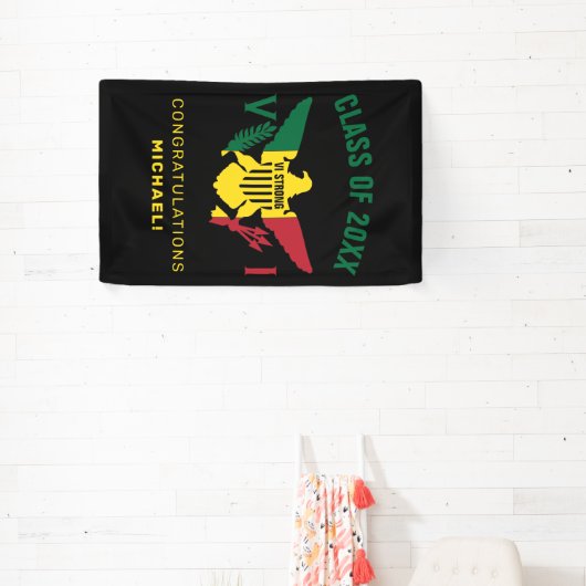 米国ヴァージン諸島国旗、クラス、緑の黄色い赤 横断幕 (インサイチュ)