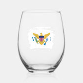 米国ヴァージン諸島国旗 ステムなしワイングラス (正面)