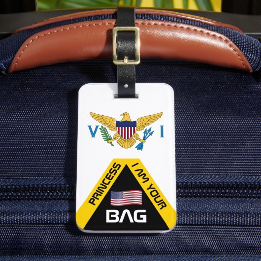 米国ヴァージン諸島国旗、バッグラベルパーソナライズされた、 ラゲッジタグ (正面インサイチュ2)