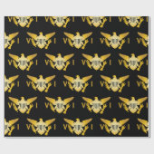 米国ヴァージン諸島国旗 |ブラック&金ゴールドラッピングP ラッピングペーパー (フラット)