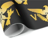 米国ヴァージン諸島国旗 |ブラック&金ゴールドラッピングP ラッピングペーパー (ロールコーナー)