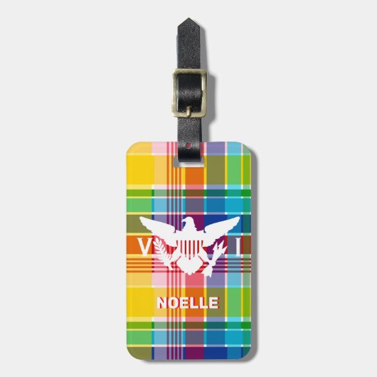 米国ヴァージン諸島国旗、マドラス ラゲッジタグ (正面縦)