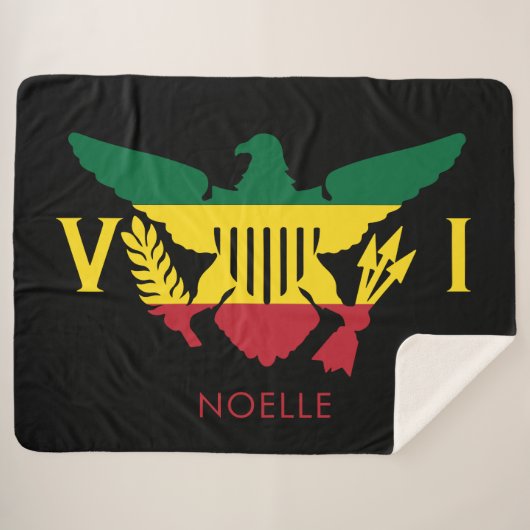 米国ヴァージン諸島国旗、ラスタ赤、黄、緑 シェルパブランケット (正面(横))