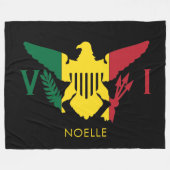 米国ヴァージン諸島国旗、ラスタ赤、黄、緑 フリースブランケット (正面(横))