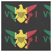 米国ヴァージン諸島国旗、ラスタ、グリーンイエローレッド ファブリック (クローズアップ)