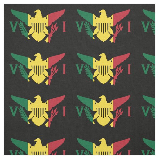 米国ヴァージン諸島国旗、ラスタ、グリーンイエローレッド ファブリック (見本)