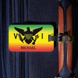 米国ヴァージン諸島国旗、ラスタ、グリーンレッドイエロー ラゲッジタグ