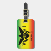 米国ヴァージン諸島国旗、ラスタ、グリーンレッドイエロー ラゲッジタグ (正面縦)