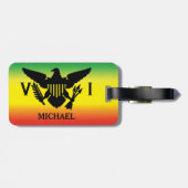 米国ヴァージン諸島国旗、ラスタ、グリーンレッドイエロー ラゲッジタグ (裏面横)