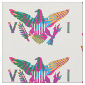 米国ヴァージン諸島国旗（大）熱帯葉 ファブリック (クローズアップ)