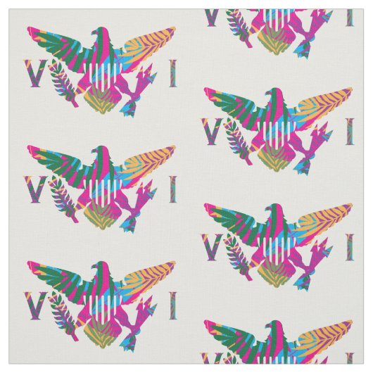 米国ヴァージン諸島国旗（大）熱帯葉 ファブリック (見本)