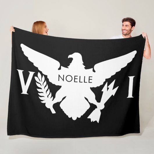 米国ヴァージン諸島国旗、白黒 フリースブランケット (インサイチュ)