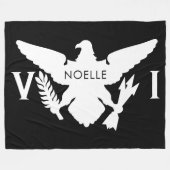 米国ヴァージン諸島国旗、白黒 フリースブランケット (正面(横))