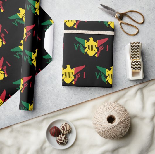 米国ヴァージン諸島国旗 |赤い黄 ラッピングペーパー (クラフト)